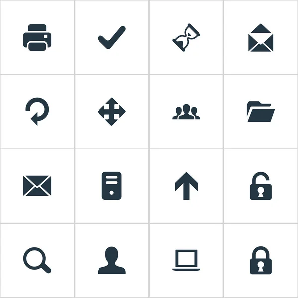 Ensemble de 16 icônes de pratique simple. Peut être trouvé des éléments tels que cadenas ouvert, direction vers le haut, flèches et autres . — Image vectorielle