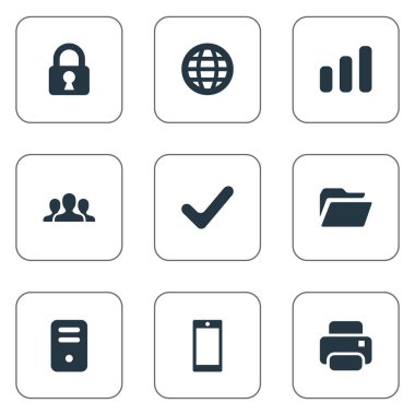 9 basit Apps simgeler kümesi. Yazıcı çıktısı, Smartphone, Web ve diğer gibi öğeleri bulunabilir.