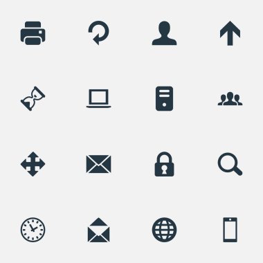 16 basit Apps simgeler kümesi. İzle, topluluk, çıktı ve diğer gibi öğeleri bulunabilir.