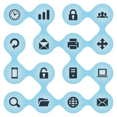 16 basit uygulama simgeler kümesi. Dosya, bilgisayar Kasası, Büyüteç'i ve diğer gibi öğeleri bulunabilir.