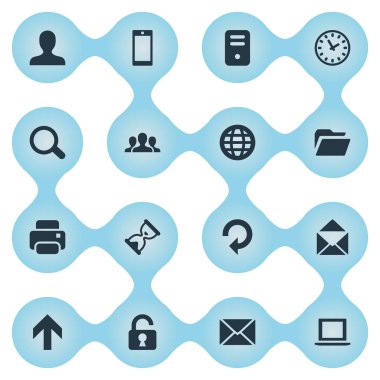 16 basit Apps simgeler kümesi. Yukarı yön, kum zamanlayıcı, Büyüteç gibi öğeleri bulunabilir.