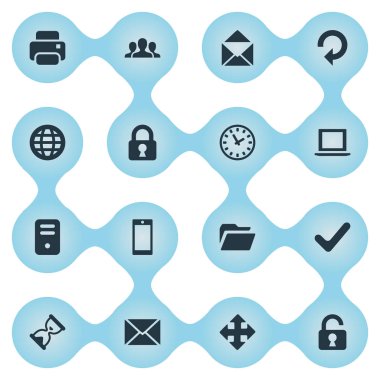 16 basit Apps simgeler kümesi. Web, akıllı telefon, defter ve diğer gibi öğeleri bulunabilir.