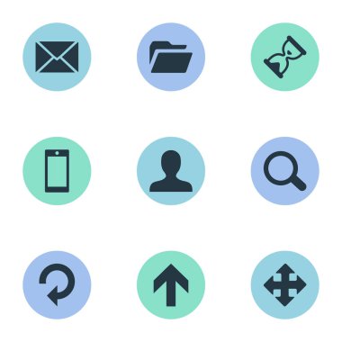 9 basit uygulama simgeler kümesi. Smartphone, dosyası, ileti ve diğer gibi öğeleri bulunabilir.