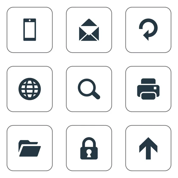 Ensemble de 9 icônes d'applications simples. Peut être trouvé des éléments tels que le Web, Smartphone, Rafraîchir et autres . — Image vectorielle