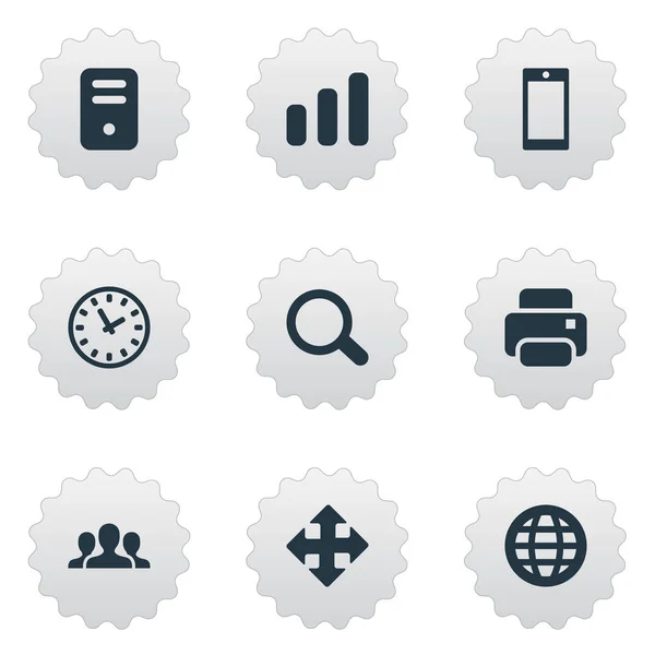 Ensemble de 9 icônes de pratique simple. Peut être trouvé des éléments tels que le Web, flèches, Smartphone et autres . — Image vectorielle