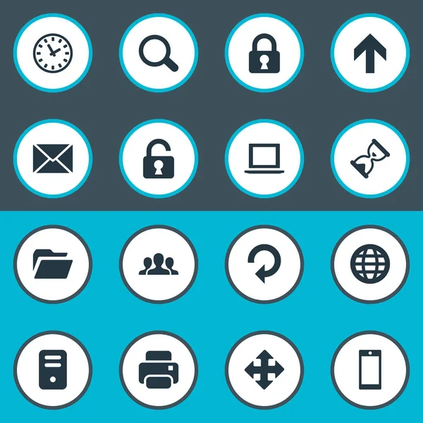 16 basit uygulama simgeler kümesi. Kum zamanlayıcı, oklar, defter gibi öğeleri bulunabilir.