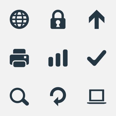 9 basit uygulama simgeler kümesi. Yenilemek gibi Web, onay ve diğer gibi öğeleri bulunabilir.
