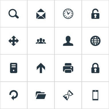 16 basit uygulama simgeler kümesi. Topluluk, yukarı doğru yönü, yenileme ve diğer gibi öğeleri bulunabilir.