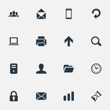 16 basit uygulama simgeler kümesi. Yenilemek gibi yukarı doğru yönü, kilit ve diğer gibi öğeleri bulunabilir.