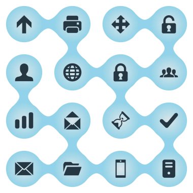 16 basit Apps simgeler kümesi. Zarf, kum zamanlayıcı, çıktının gibi öğeleri bulunabilir.