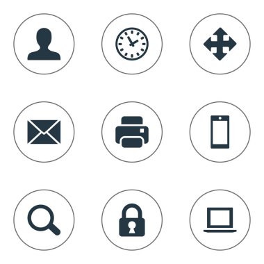 9 basit Apps simgeler kümesi. Kullanıcı, izle, Büyüteç'i ve diğer gibi öğeleri bulunabilir.