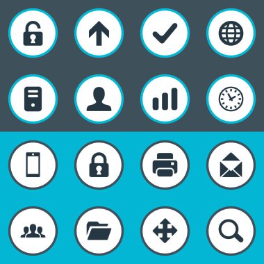 16 basit uygulama simgeler kümesi. Yukarı yön, bilgisayar Kasası, kullanıcı ve diğer gibi öğeleri bulunabilir.