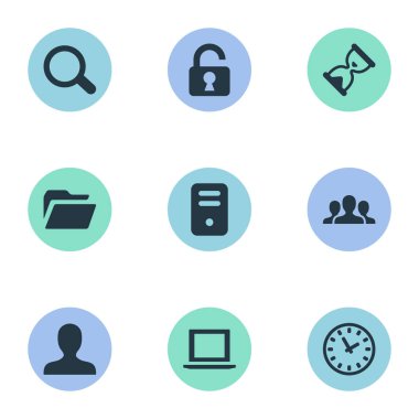 9 basit Apps simgeler kümesi. Kullanıcı, not defteri, izlemek ve diğer gibi öğeleri bulunabilir.