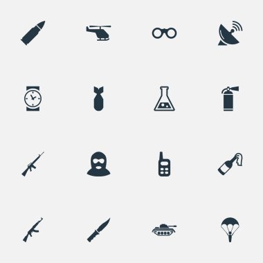 16 basit ordu simgeler kümesi. Soğuk silah, Nuke, Molotof ve diğer gibi öğeleri bulunabilir.