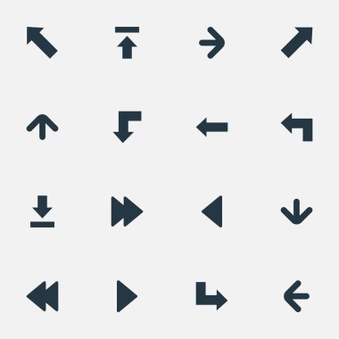 16 basit oklar simgeler kümesi. Gibi öğeleri aktardığınız gibi göstergesi, işaretçi ve diğer-ebilmek bulunmak.