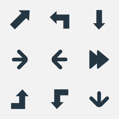 9 basit gösterge simgeler kümesi. Artan, aşağıya doğru işaret, gösterge ve diğer gibi öğeleri bulunabilir.