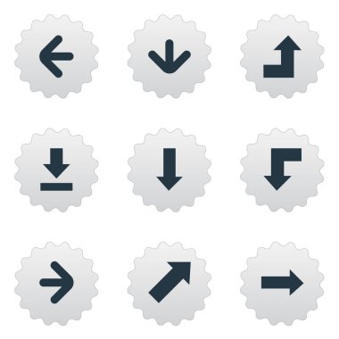 9 basit oklar simgeler kümesi. Sol yöne, aşağı işaret eden, doğru yönde ve diğer gibi öğeleri bulunabilir.