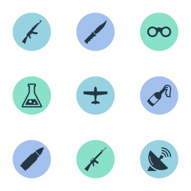 9 basit terör simgeler kümesi. Hava bombardıman, soğuk silah, tüfek silah ve diğer gibi öğeleri bulunabilir.