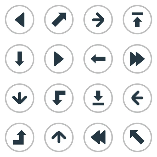 Conjunto de 16 iconos de cursor simples. Se pueden encontrar elementos tales como reducción, aumento, punto de referencia derecho . — Vector de stock