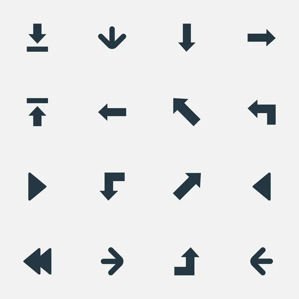 Ensemble de 16 icônes simples pointeur. Peut être trouvé des éléments tels que l'augmentation, pointage vers le bas, pointeur et autres . — Image vectorielle