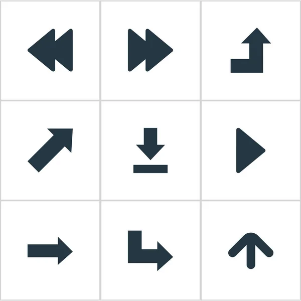 Conjunto de 9 Ícones Indicador simples. Pode ser encontrado tais elementos como ponto de referência direito, ponteiro, direção certa . — Vetor de Stock