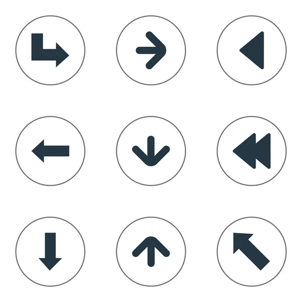 Ensemble de 9 Icônes Indicateur simple. Peut être trouvé des éléments tels que la direction vers le haut, pointant vers le bas, la direction gauche et d'autres . — Image vectorielle