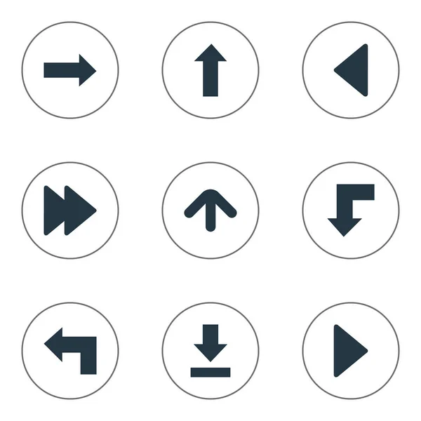 Conjunto de 9 iconos de cursor simples. Se pueden encontrar elementos como punto de referencia izquierdo, decepción, reducción . — Vector de stock