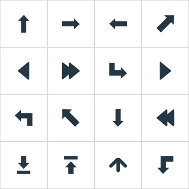 16 basit imleç simgeler kümesi. Azaltma, doğru Landmark, izin gibi öğeleri bulunabilir aşağı.