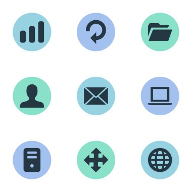 9 basit Apps simgeler kümesi. Yenilemek gibi istatistik, Web ve diğer gibi öğeleri bulunabilir.