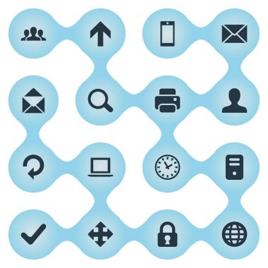 16 basit Apps simgeler kümesi. Web, topluluk, kilit ve diğer gibi öğeleri bulunabilir.