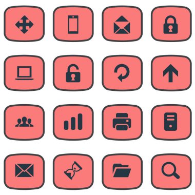 16 basit Apps simgeler kümesi. İstatistikler, yenileme, açık asma kilit ve diğer gibi öğeleri bulunabilir.