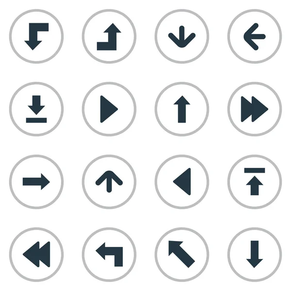 Ensemble de 16 icônes simples pointeur. Peut être trouvé des éléments tels que la réduction, la direction gauche, la direction vers le haut et d'autres . — Image vectorielle