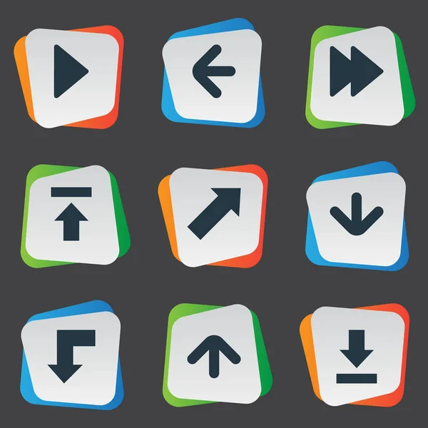 Conjunto de 9 iconos de puntero simple. Se pueden encontrar elementos tales como transferencia, avanzado, reducción y otros . — Vector de stock
