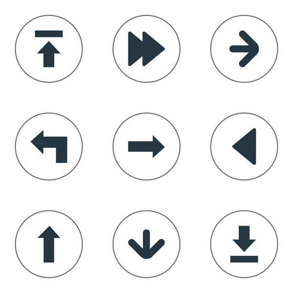 Conjunto de 9 iconos de puntero simple. Se pueden encontrar elementos tales como puntero, transferencia, dirección hacia arriba y otros . — Vector de stock