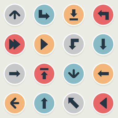 16 basit işaretçisini simgeler kümesi. İşaretçi, gelişmiş, işaretçi ve diğer gibi öğeleri bulunabilir.