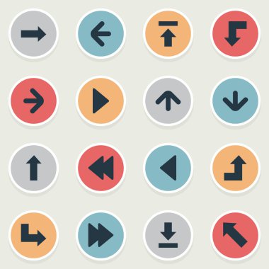 16 basit işaretçisini simgeler kümesi. Azaltma, aşağıya doğru işaret ederek, gibi öğeleri Landmark yaptı bulunabilir.