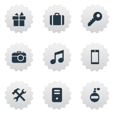 9 basit araç simgeler kümesi. Sistem birimi, hediye, onarım ve diğer gibi öğeleri bulunabilir.