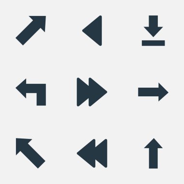 9 basit gösterge simgeler kümesi. Sol Landmark, gelişmiş, işaretçi gibi öğeleri bulunabilir.