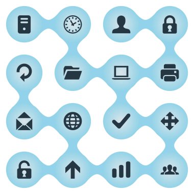 16 basit uygulama simgeler kümesi. Topluluk, kullanıcı, yukarı doğru yönde ve diğer gibi öğeleri bulunabilir.