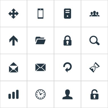 16 basit uygulama simgeler kümesi. Yenilemek gibi mesaj, kullanıcı ve diğer gibi öğeleri bulunabilir.