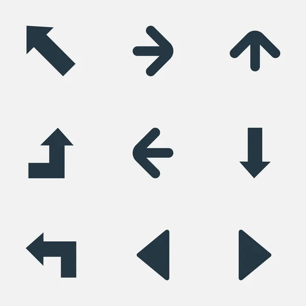 Conjunto de 9 Ícones de cursor simples. Pode ser encontrado elementos como apontando para baixo, direção esquerda, marco direito . — Vetor de Stock