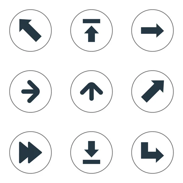 Ensemble de 9 Icônes Indicateur simple. Peut être trouvé des éléments tels que la bonne direction, la direction vers le haut, pointeur et autres . — Image vectorielle