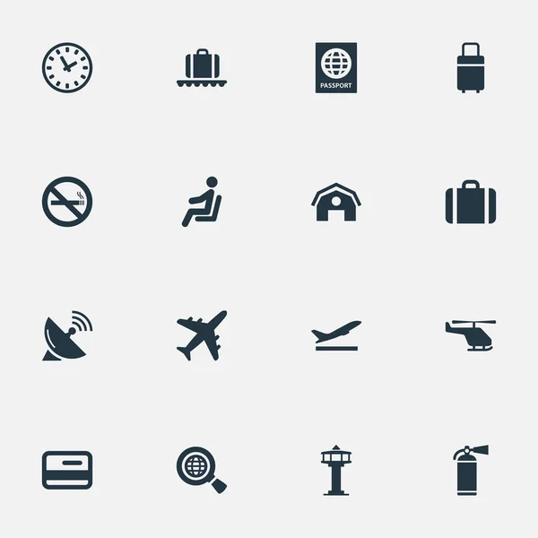 Set Of 16 Simple Travel Icons. Can Be Found Such Elements As Air Transport , Handbag, Plane. — Stock Vector