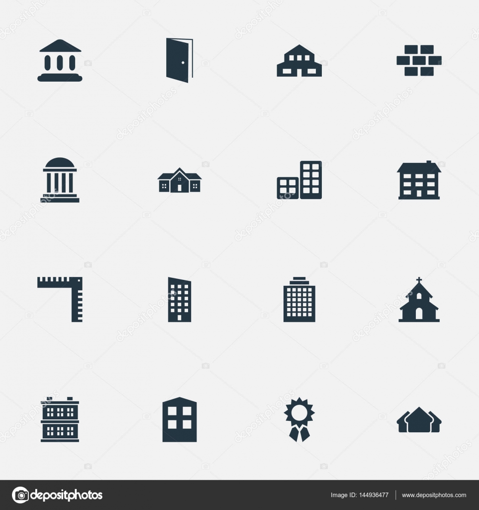 Vector Illustration Set Of Simple Architecture Icons Elements