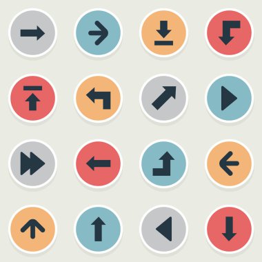 Vektör çizim basit imleç simgeler kümesi. Öğeleri işaretçi, aşağıya doğru işaret, azaltma ve diğer eş artırma, azaltma ve yukarı doğru.