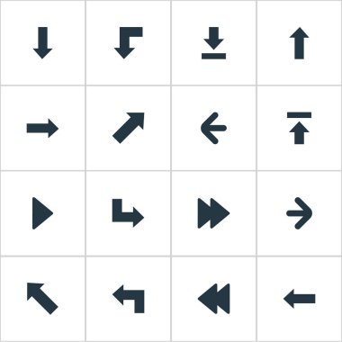 Vektör çizim basit gösterge simgeler kümesi. Öğeleri aktarımı, doğru yönde, işaretçi ve diğer eş yukarı, gerileme ve Upload.