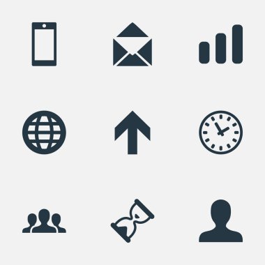 Vektör çizim basit bir uygulama simgeler kümesi. Öğeleri yukarı yön, izle, Watch Web ve diğer eş, mesaj ve Bar.