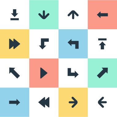 Vektör çizim basit imleç simgeler kümesi. Öğeleri işaretçisini, işaretçi, aşağıya doğru işaret ve diğer eş anlamlı ok yönünü ve sol.