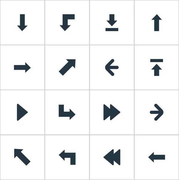 Conjunto de ilustración vectorial de iconos de indicadores simples. Transferencia de elementos, dirección correcta, puntero y otros sinónimos hacia arriba, declinar y cargar . — Vector de stock