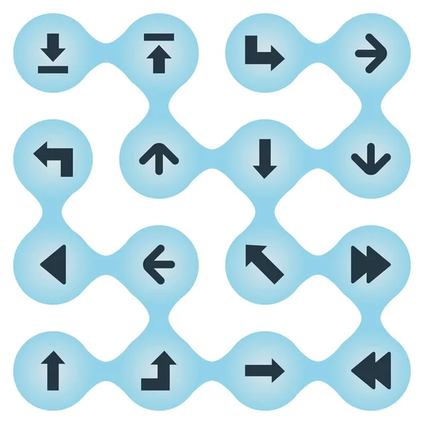 Vektorillustrationen mit einfachen Cursor-Symbolen. Elemente Zeiger, nach unten zeigend, linke Wahrzeichen Synonyme wachsend, links und Pfeil. — Stockvektor
